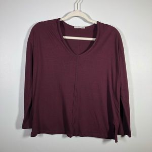 Zara W/B Collection Wine V-Neck